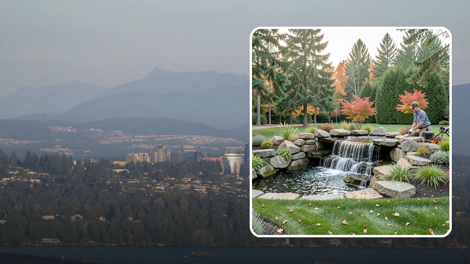 Pondless Waterfall in Medina, King County, WA - Disappearing waterfalls that deliver the sound and beauty of moving water with no open pond to maintain.
