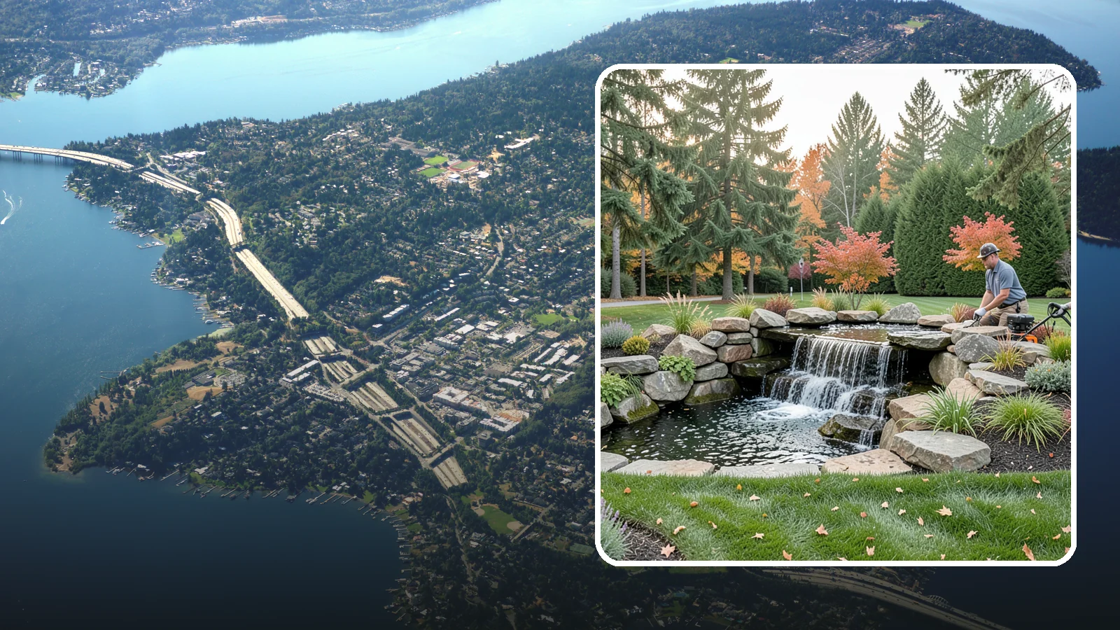 Pondless Waterfall in Mercer Island, King County, WA - Disappearing waterfalls that deliver the sound and beauty of moving water with no open pond to maintain.