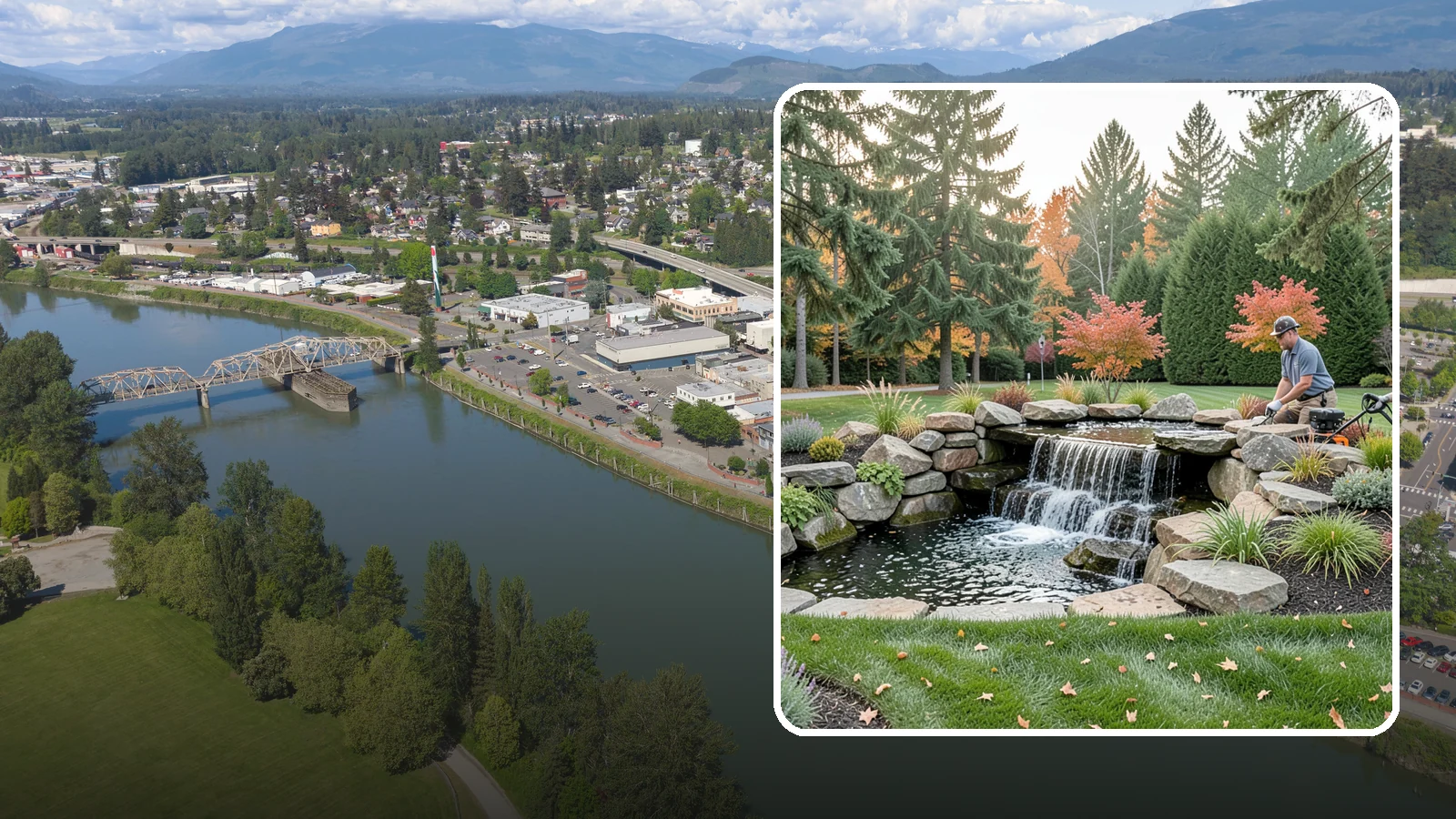 Pondless Waterfall in Mount Vernon, Skagit County, WA - Disappearing waterfalls that deliver the sound and beauty of moving water with no open pond to maintain.