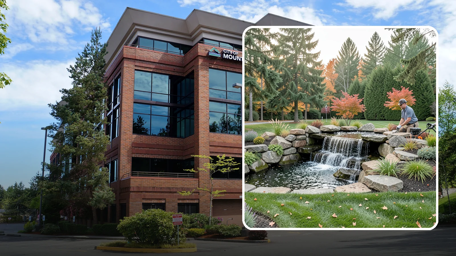 Pondless Waterfall in Mountlake Terrace, Snohomish County, WA - Disappearing waterfalls that deliver the sound and beauty of moving water with no open pond to maintain.