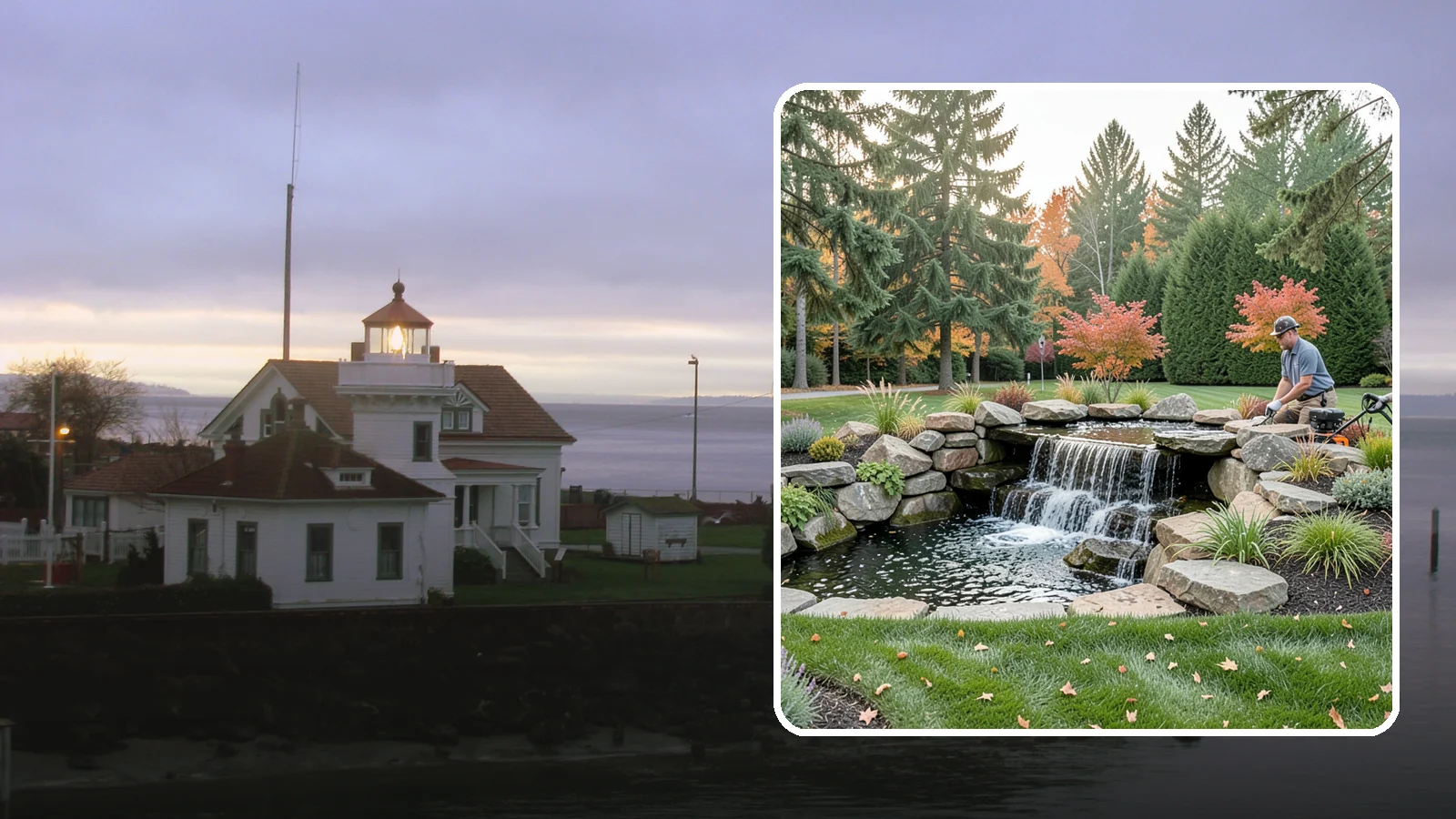 Pondless Waterfall in Mukilteo, Snohomish County, WA - Disappearing waterfalls that deliver the sound and beauty of moving water with no open pond to maintain.
