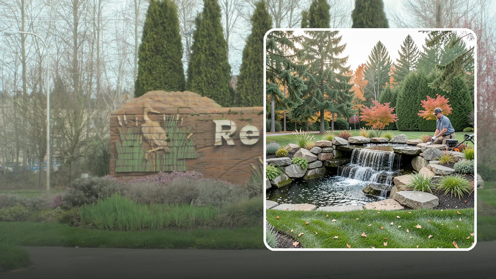 Pondless Waterfall in Renton, King County, WA - Disappearing waterfalls that deliver the sound and beauty of moving water with no open pond to maintain.