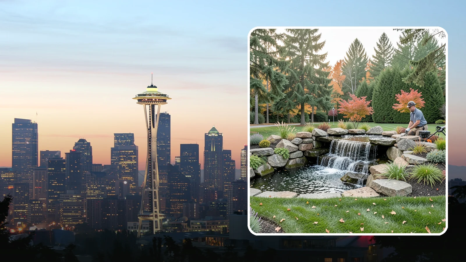 Pondless Waterfall in Seattle, King County, WA - Disappearing waterfalls that deliver the sound and beauty of moving water with no open pond to maintain.
