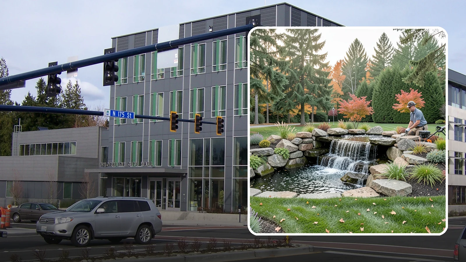 Pondless Waterfall in Shoreline, King County, WA - Disappearing waterfalls that deliver the sound and beauty of moving water with no open pond to maintain.