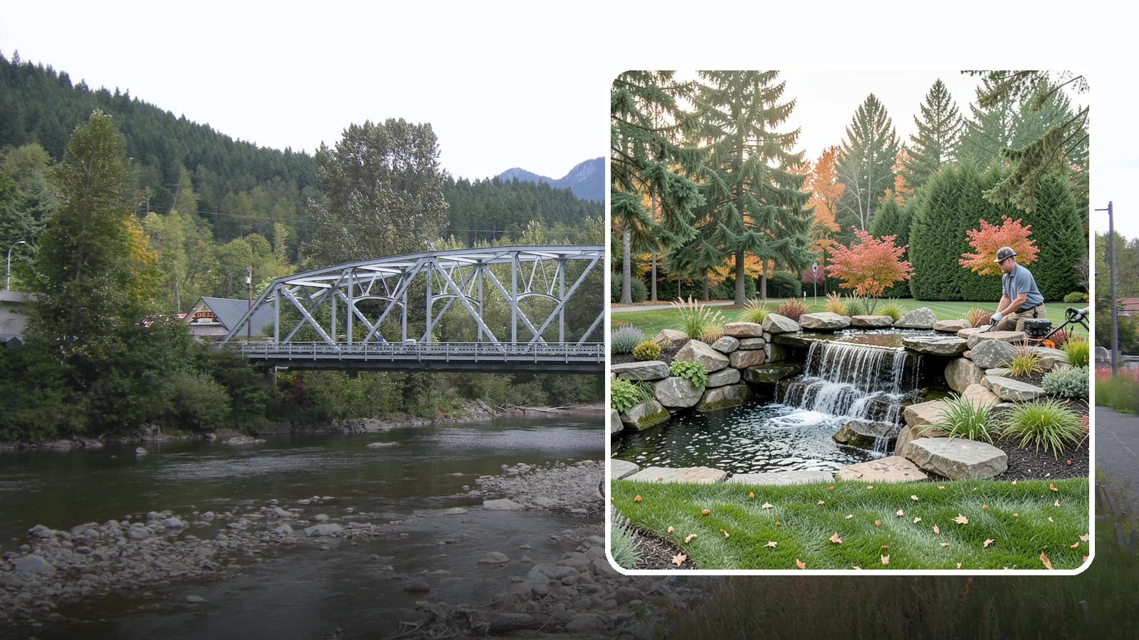 Pondless Waterfall in Skykomish, King County, WA - Disappearing waterfalls that deliver the sound and beauty of moving water with no open pond to maintain.