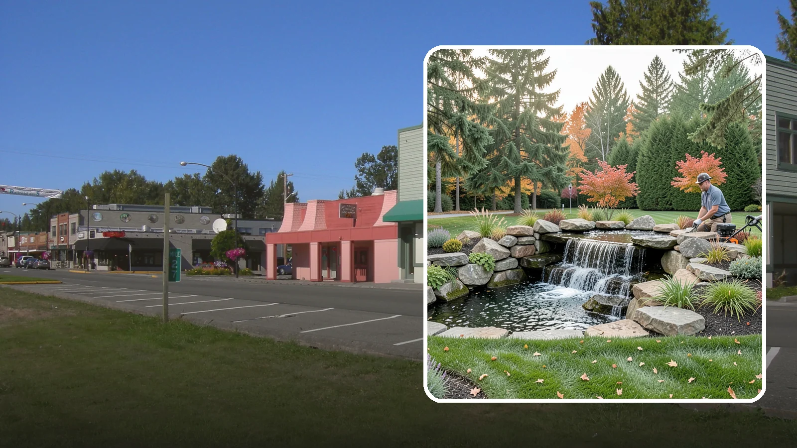 Pondless Waterfall in Snoqualmie, King County, WA - Disappearing waterfalls that deliver the sound and beauty of moving water with no open pond to maintain.