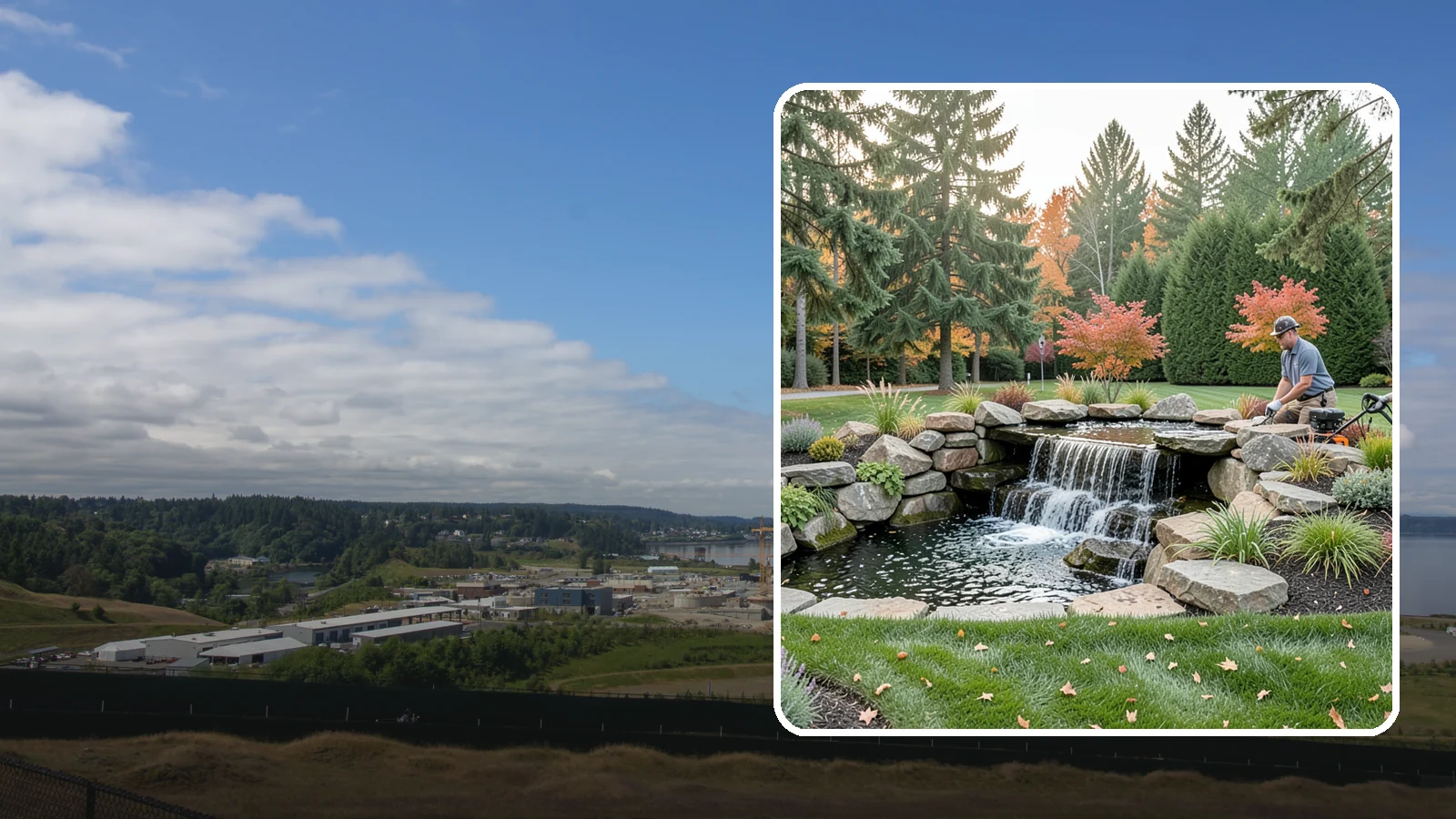 Pondless Waterfall in University Place, Pierce County, WA - Disappearing waterfalls that deliver the sound and beauty of moving water with no open pond to maintain.