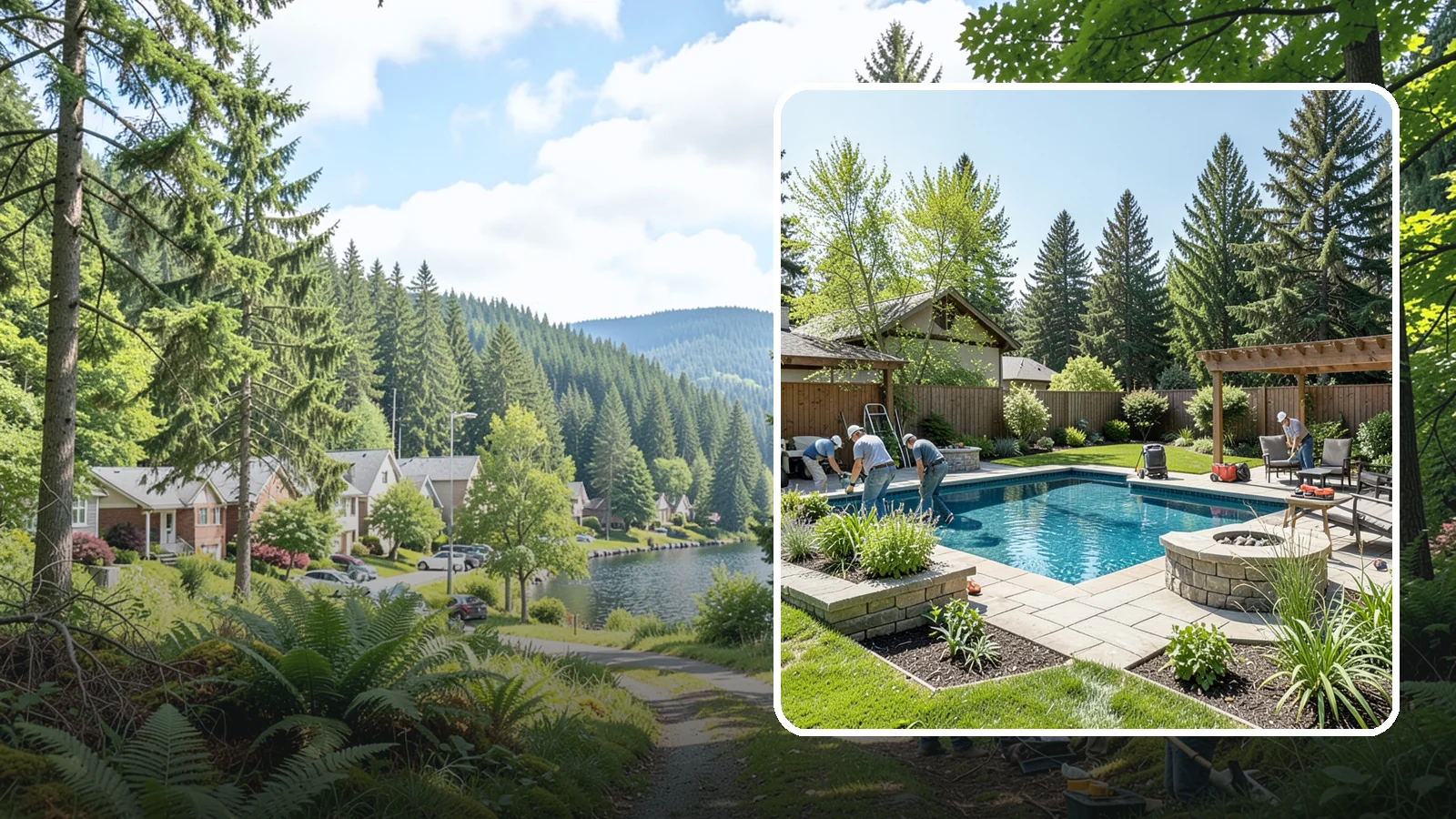 Pool Deck Installation in Lake Forest Park, King County, WA - Slip-resistant paver and stone pool decks that surround your pool with safe, beautiful, durable space.