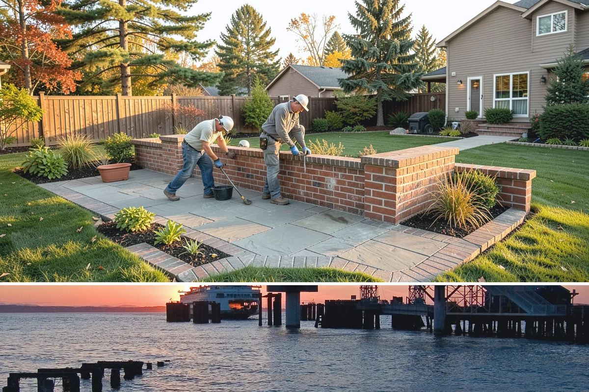 Porcelain Paver Installation in Edmonds, Snohomish County, WA - Installable nearly year-round given its low absorption, though a dry base window from spring to fall gives the best results.
