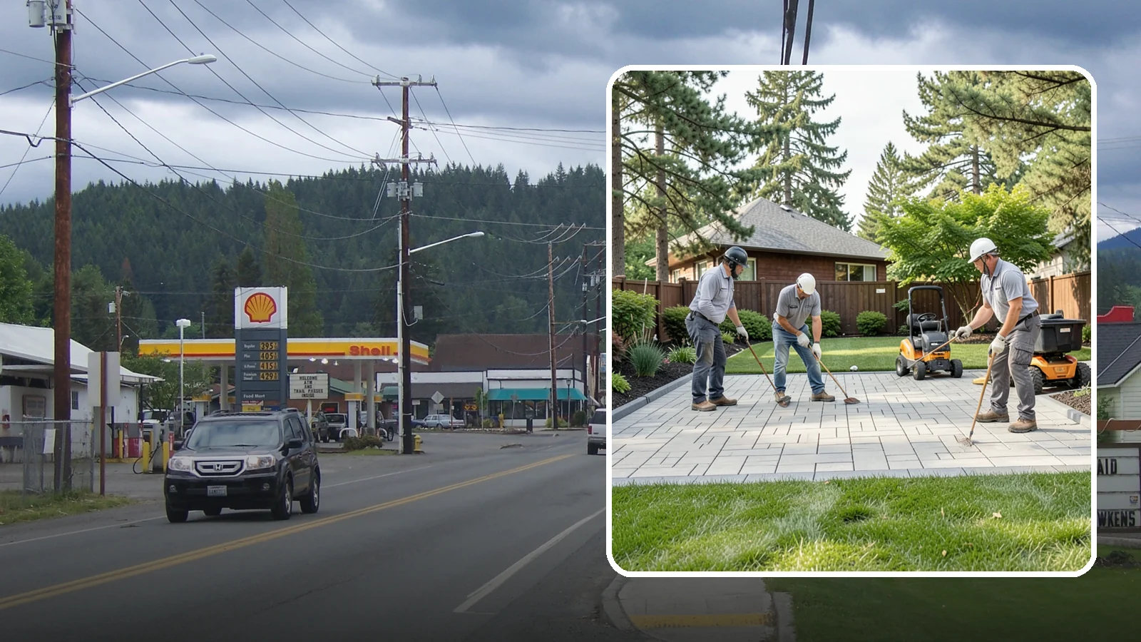 Porcelain Paver Installation in Granite Falls, Snohomish County, WA - Low-maintenance 20mm porcelain pavers that resist stains, moss, and fading, delivering a modern, near-zero-upkeep Northwest patio.