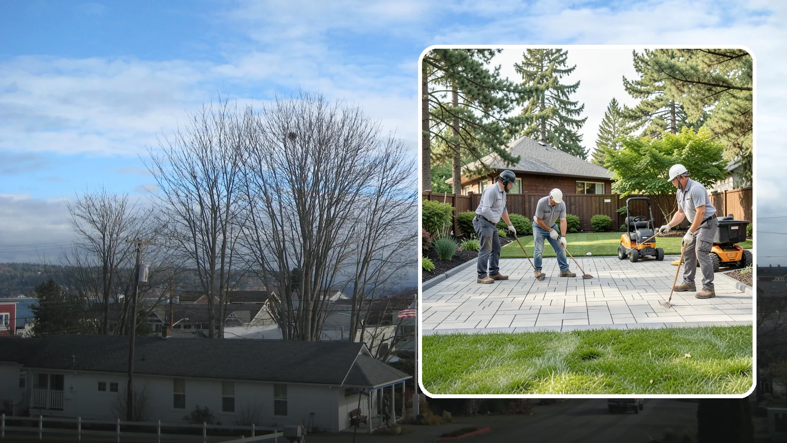 Porcelain Paver Installation in Langley, Island County, WA - Low-maintenance 20mm porcelain pavers that resist stains, moss, and fading, delivering a modern, near-zero-upkeep Northwest patio.