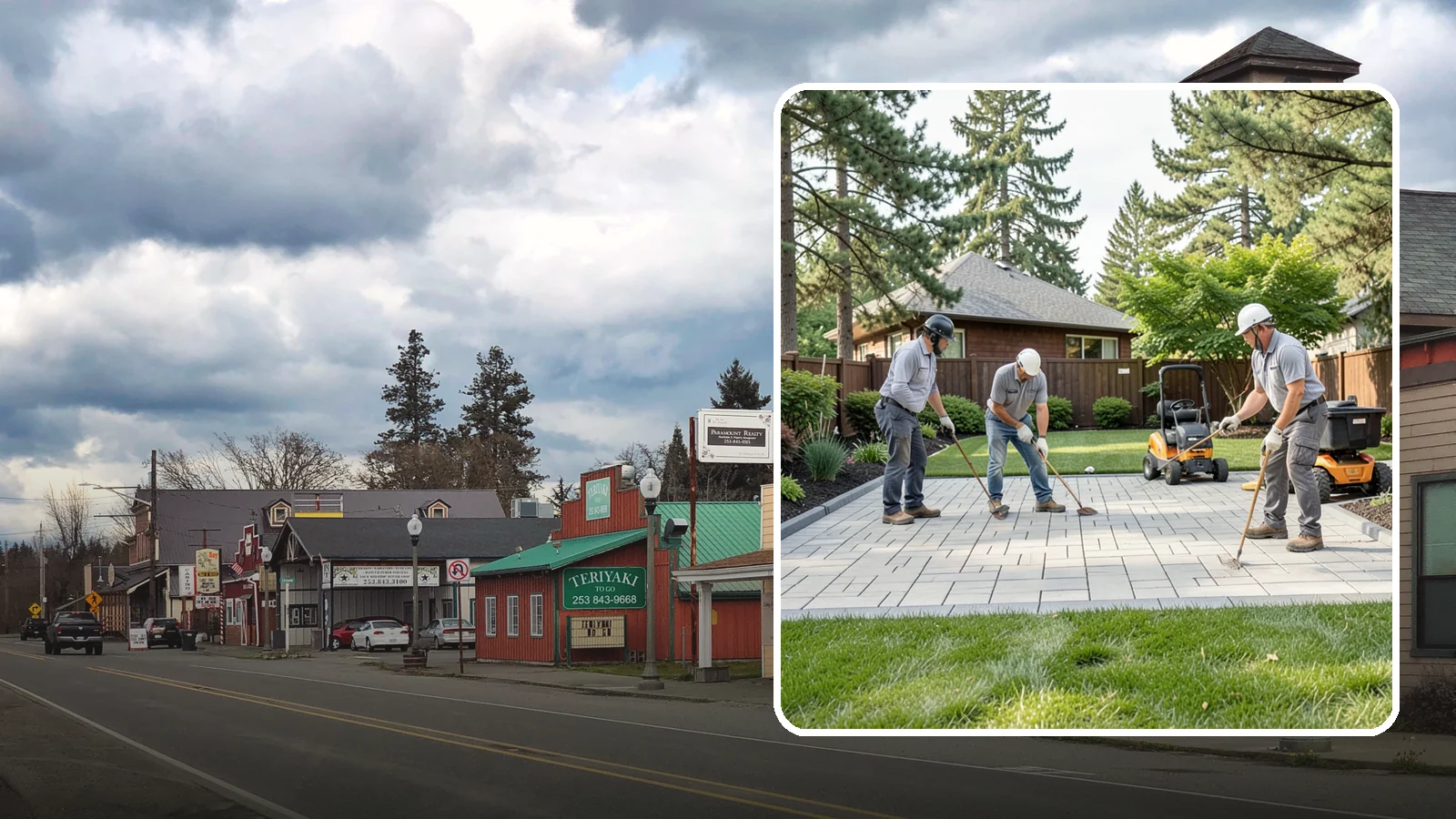Porcelain Paver Installation in Roy, Pierce County, WA - Low-maintenance 20mm porcelain pavers that resist stains, moss, and fading, delivering a modern, near-zero-upkeep Northwest patio.