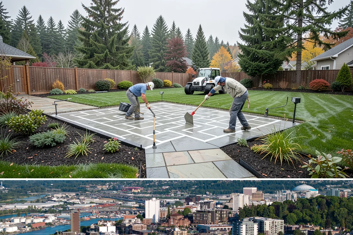 Porcelain Paver Installation in Tacoma, Pierce County, WA - Installable nearly year-round given its low absorption, though a dry base window from spring to fall gives the best results.
