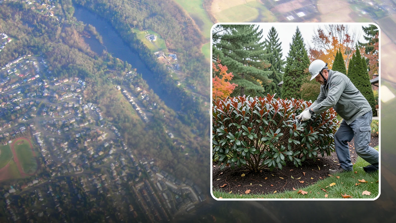 Portuguese Laurel Trimming in Algona, King County, WA - Refined Portuguese laurel trimming that shapes this elegant, slower-growing hedge while showcasing its dark leaves and red stems.
