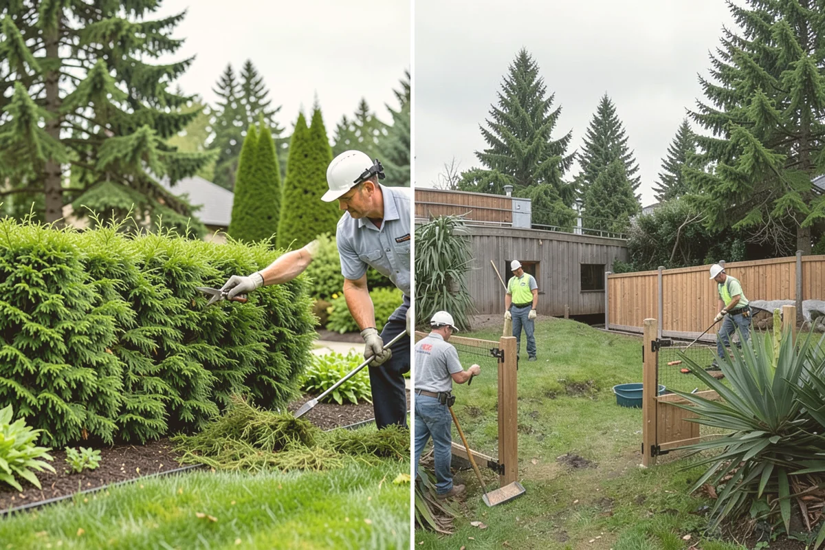 Portuguese Laurel Trimming in Algona, King County, WA - Review shape, density, and stem color across the hedge