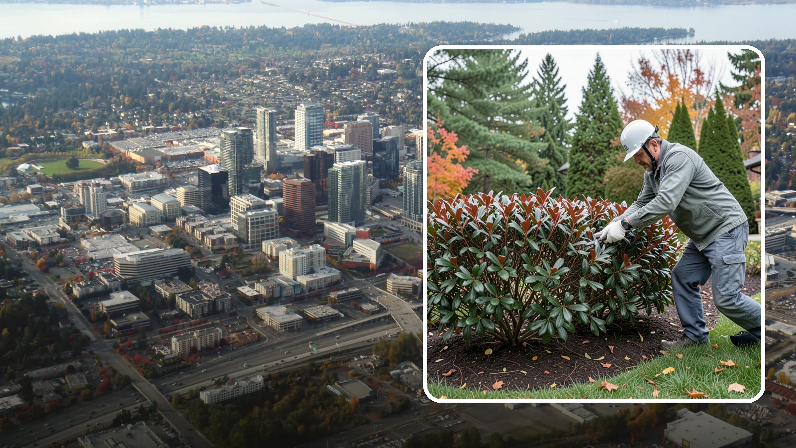 Portuguese Laurel Trimming in Bellevue, King County, WA - Refined Portuguese laurel trimming that shapes this elegant, slower-growing hedge while showcasing its dark leaves and red stems.