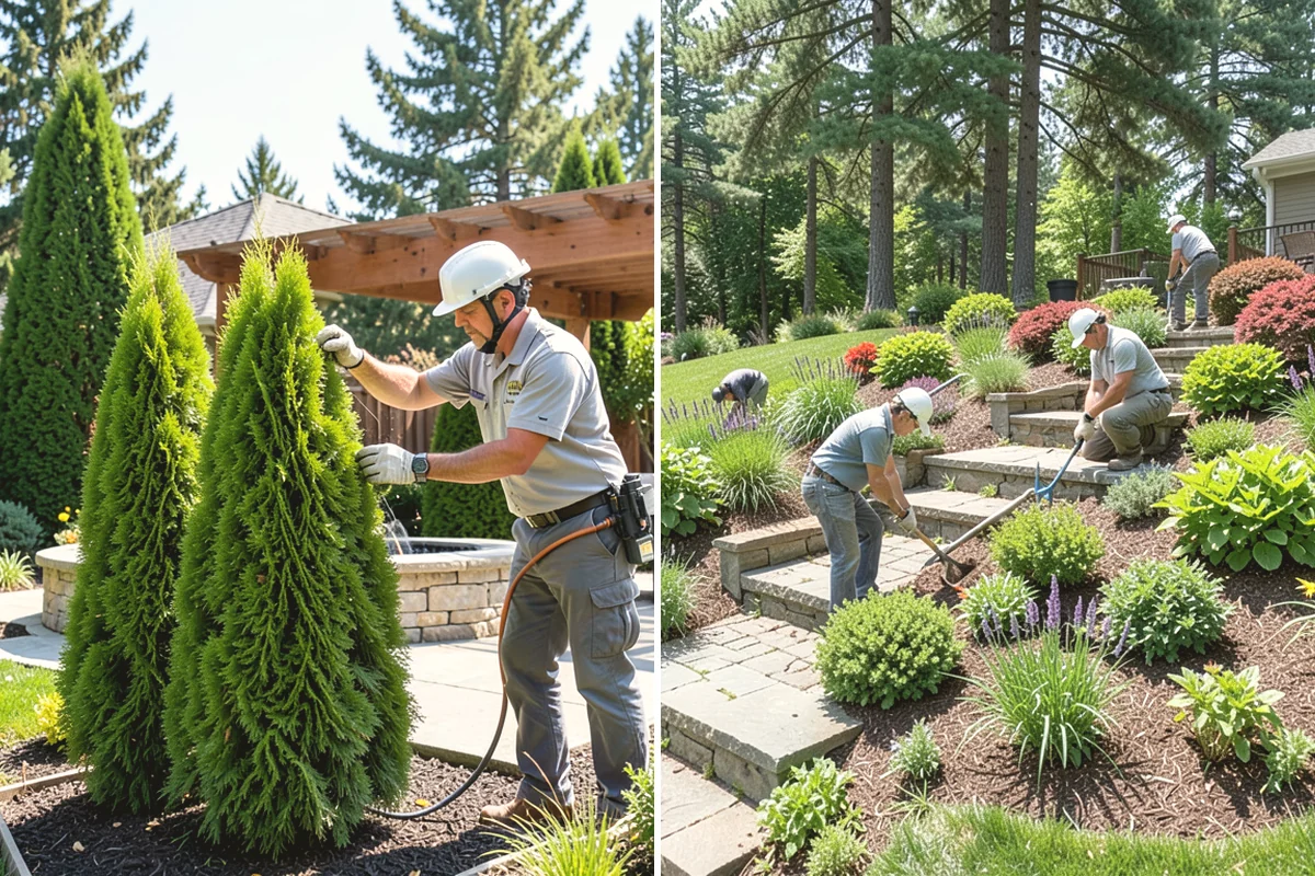 Portuguese Laurel Trimming in Carnation, King County, WA - Review shape, density, and stem color across the hedge