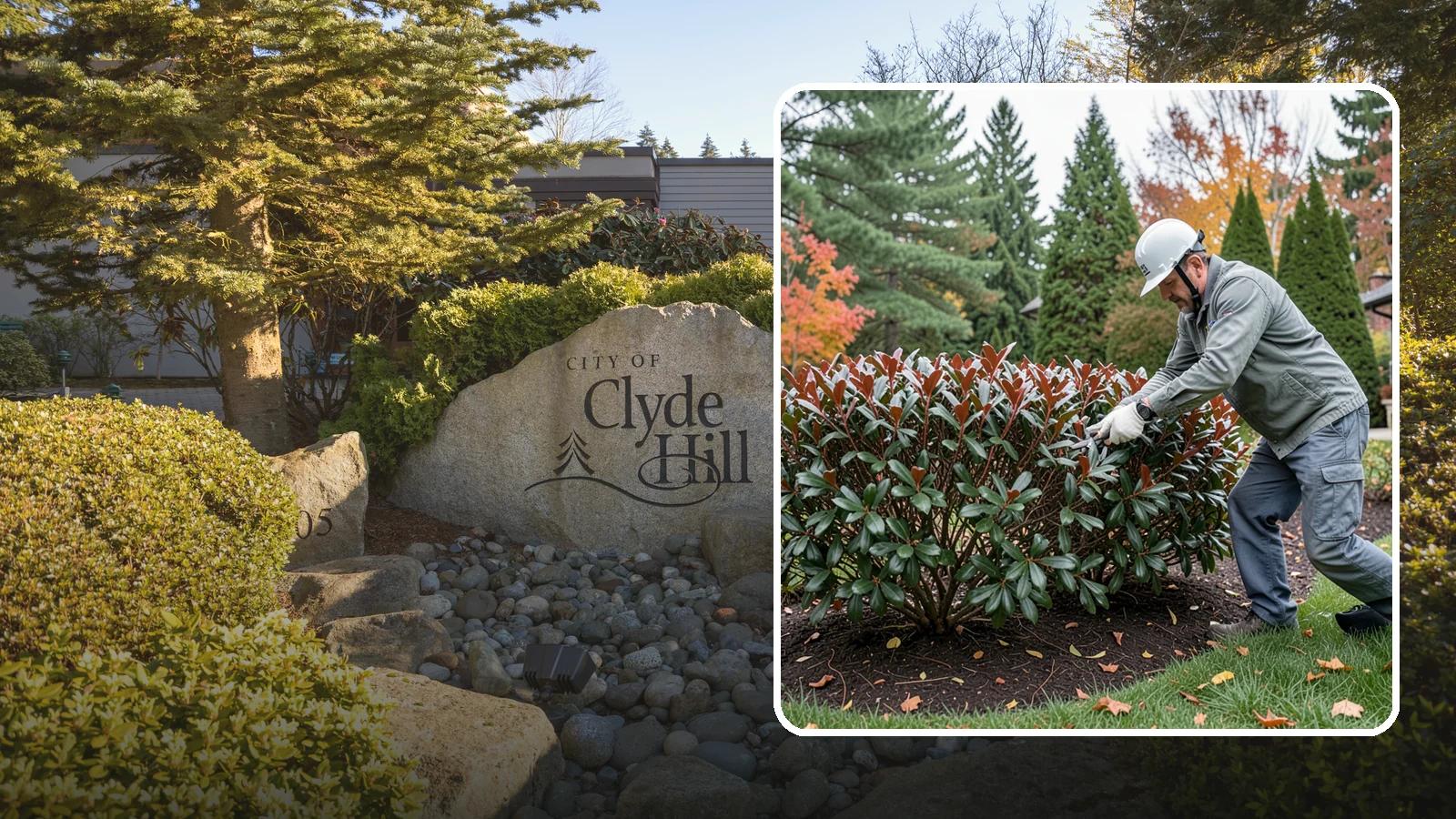 Portuguese Laurel Trimming in Clyde Hill, King County, WA - Refined Portuguese laurel trimming that shapes this elegant, slower-growing hedge while showcasing its dark leaves and red stems.
