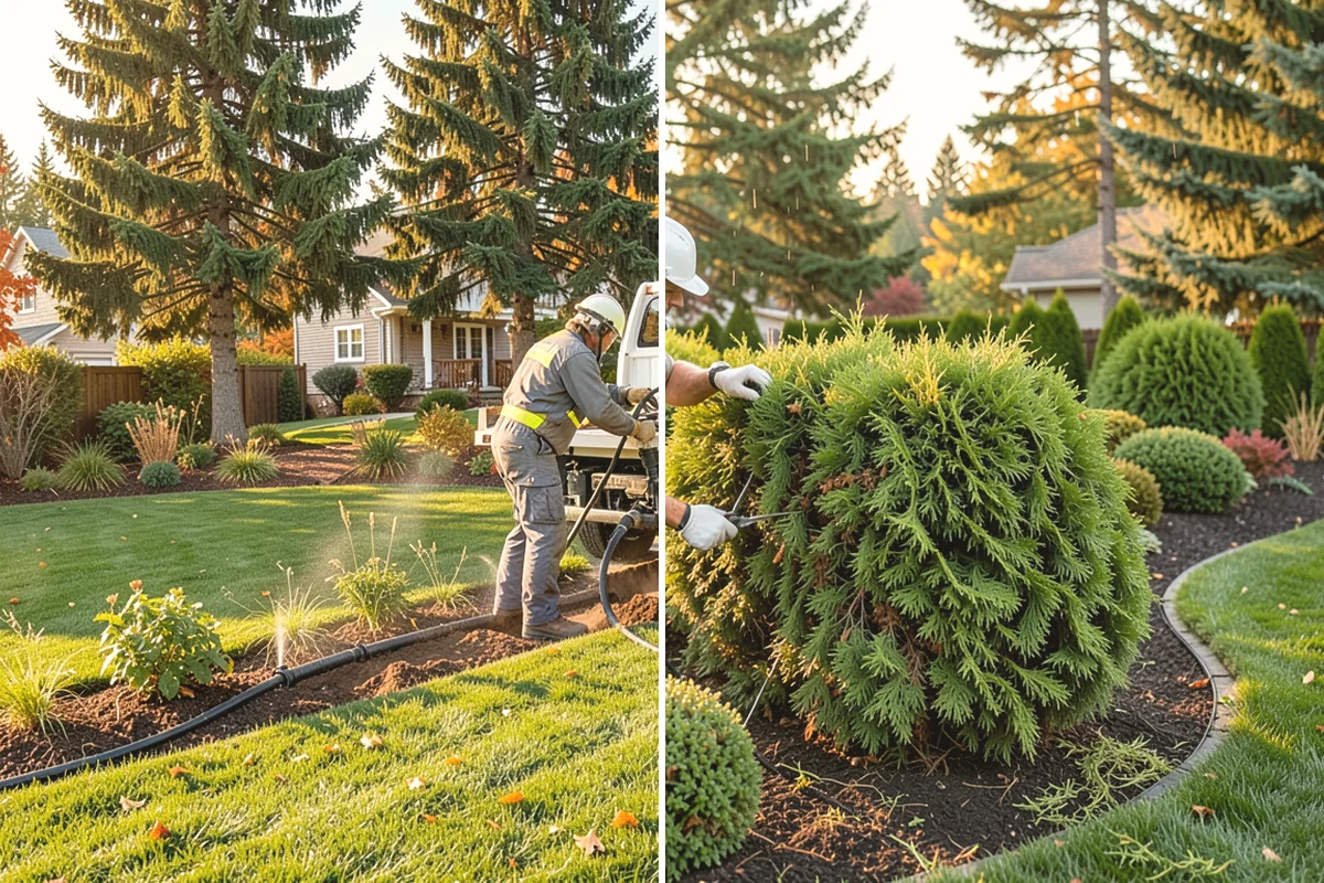 Portuguese Laurel Trimming in Covington, King County, WA - Review shape, density, and stem color across the hedge