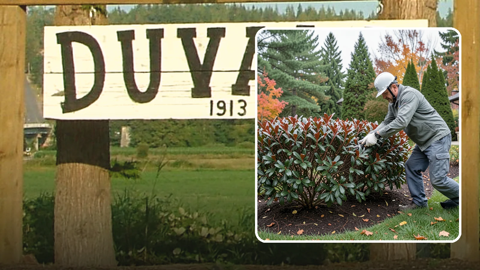 Portuguese Laurel Trimming in Duvall, King County, WA - Refined Portuguese laurel trimming that shapes this elegant, slower-growing hedge while showcasing its dark leaves and red stems.