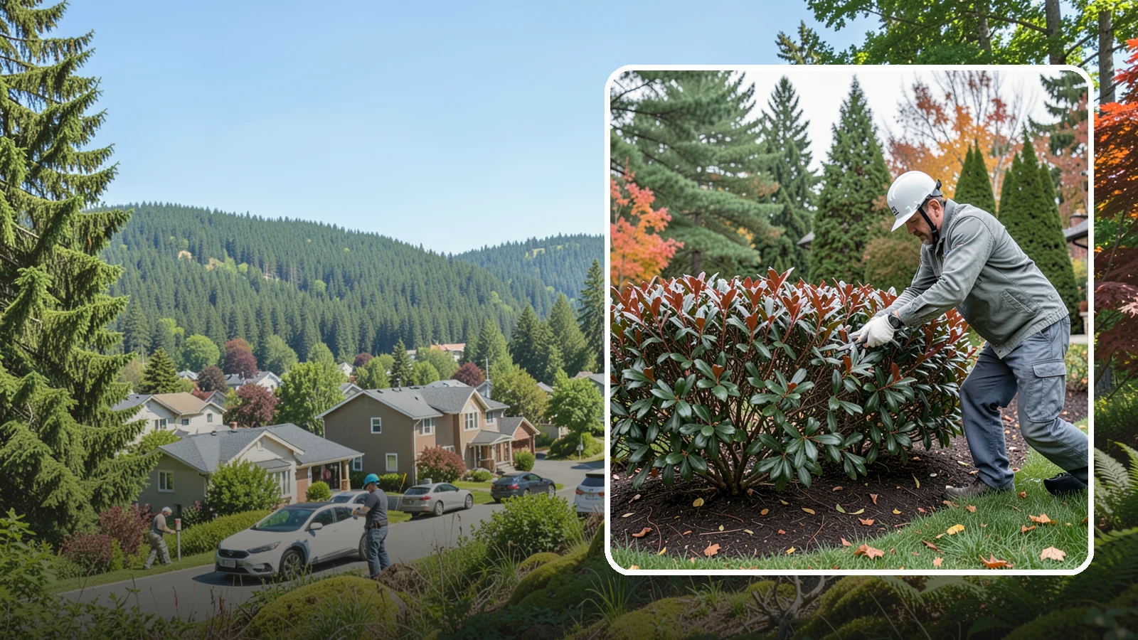 Portuguese Laurel Trimming in Index, Snohomish County, WA - Refined Portuguese laurel trimming that shapes this elegant, slower-growing hedge while showcasing its dark leaves and red stems.