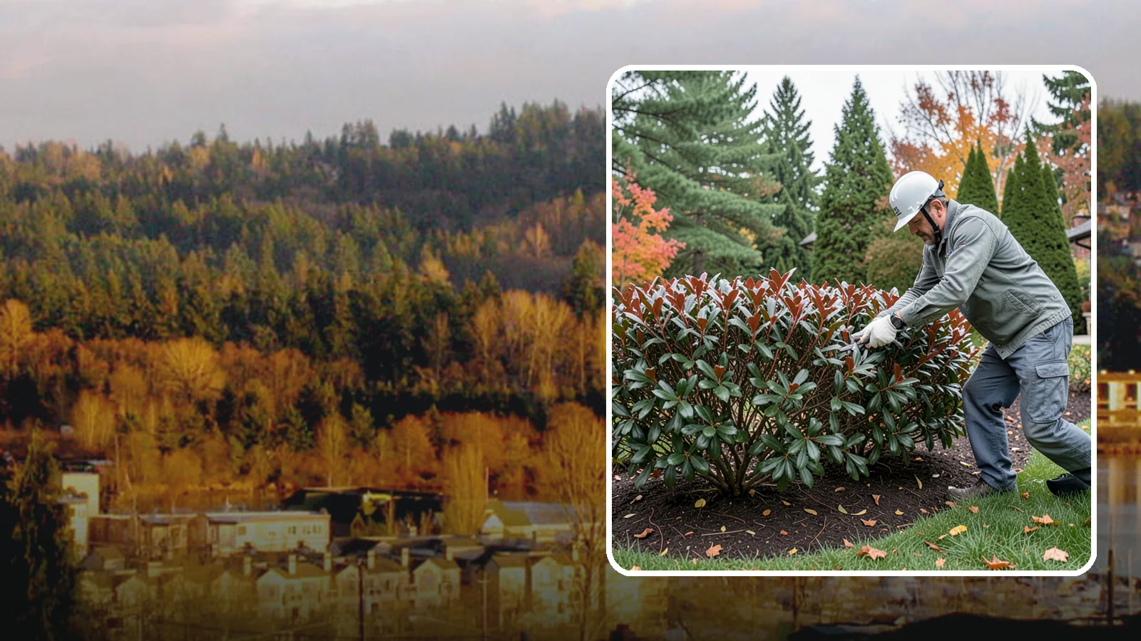 Portuguese Laurel Trimming in Kenmore, King County, WA - Refined Portuguese laurel trimming that shapes this elegant, slower-growing hedge while showcasing its dark leaves and red stems.