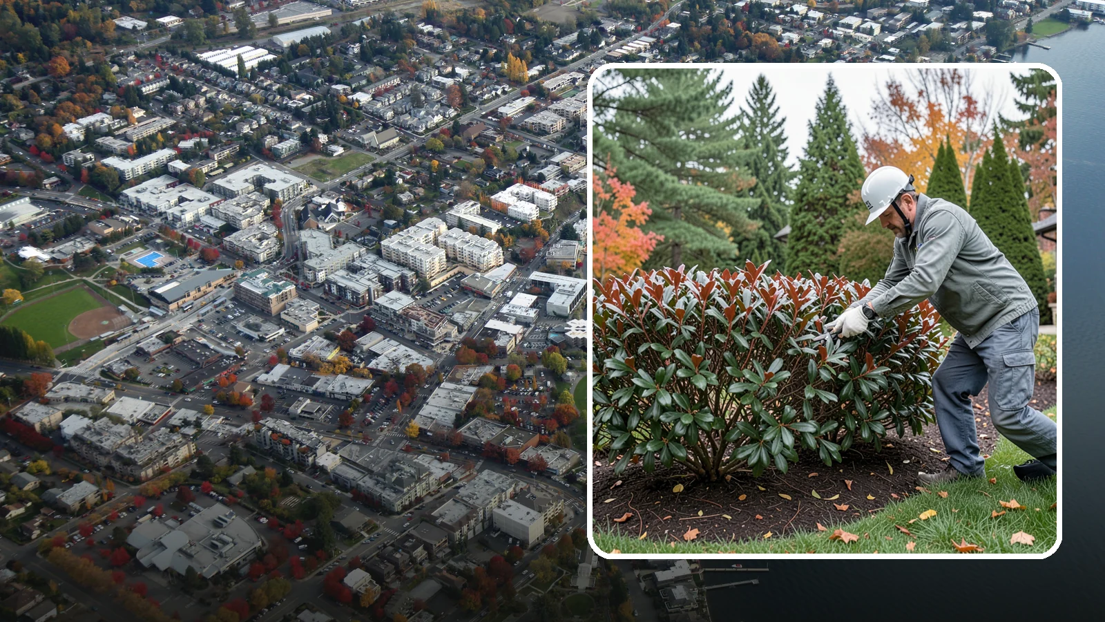 Portuguese Laurel Trimming in Kirkland, King County, WA - Refined Portuguese laurel trimming that shapes this elegant, slower-growing hedge while showcasing its dark leaves and red stems.