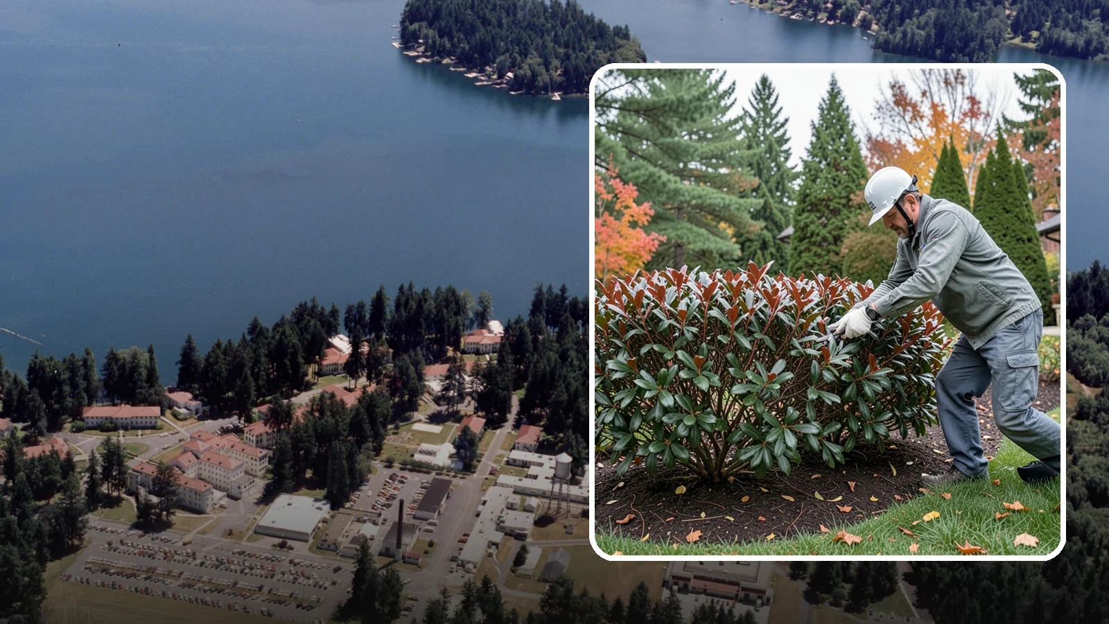 Portuguese Laurel Trimming in Lakewood, Pierce County, WA - Refined Portuguese laurel trimming that shapes this elegant, slower-growing hedge while showcasing its dark leaves and red stems.