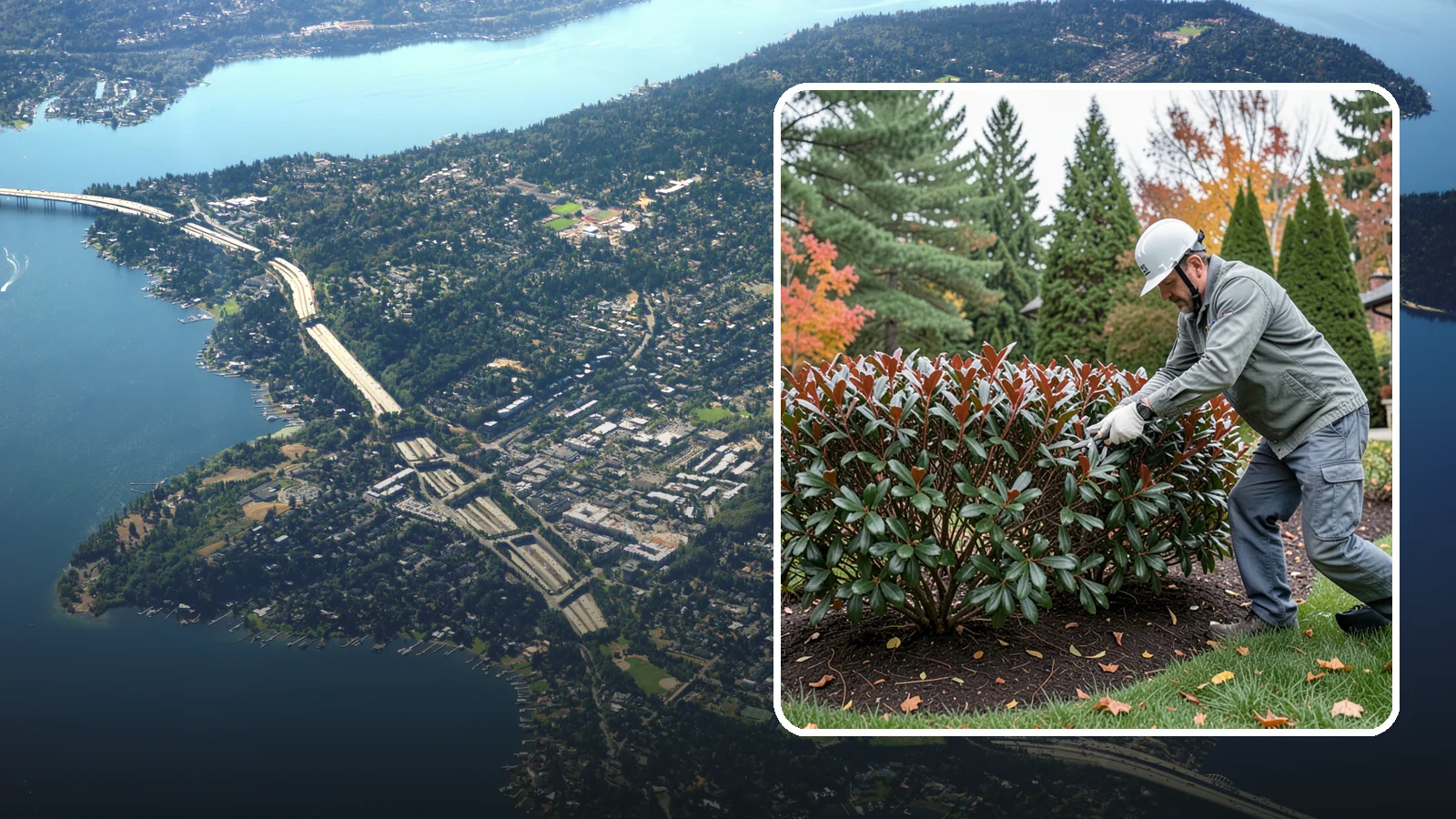 Portuguese Laurel Trimming in Mercer Island, King County, WA - Refined Portuguese laurel trimming that shapes this elegant, slower-growing hedge while showcasing its dark leaves and red stems.