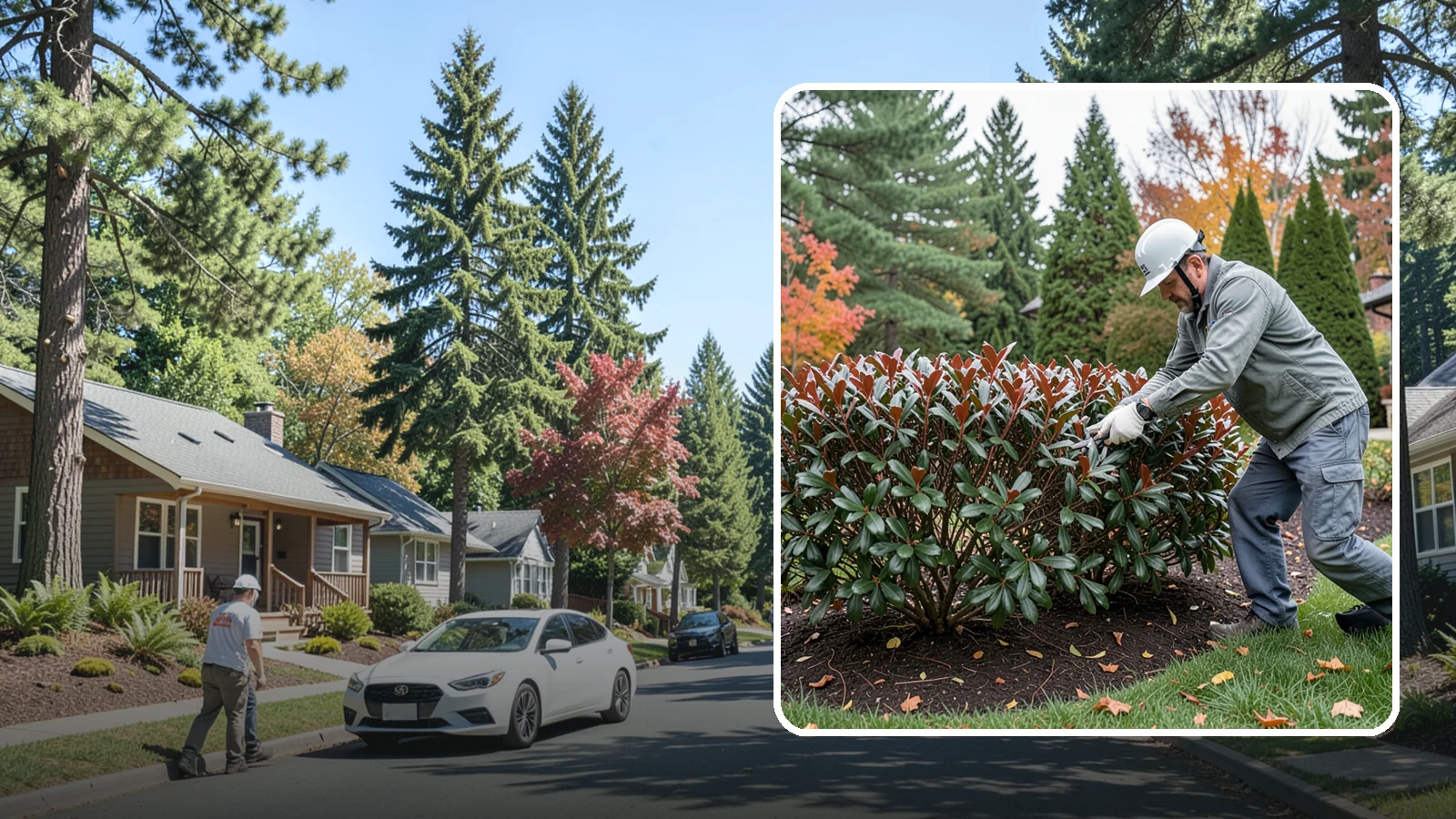 Portuguese Laurel Trimming in Orting, Pierce County, WA - Refined Portuguese laurel trimming that shapes this elegant, slower-growing hedge while showcasing its dark leaves and red stems.