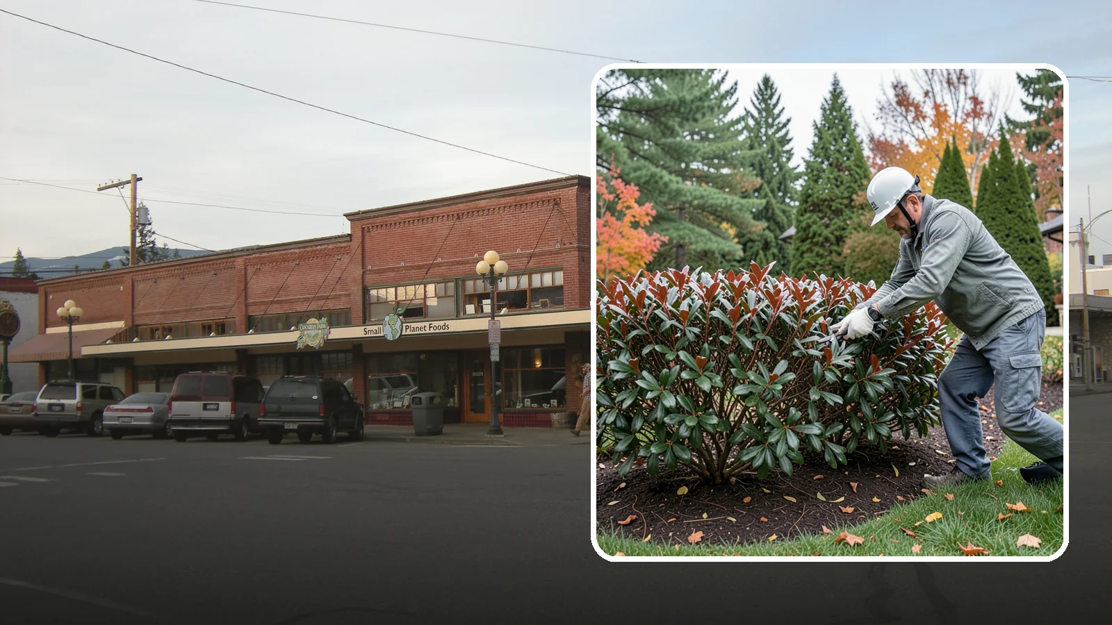 Portuguese Laurel Trimming in Sedro-Woolley, Skagit County, WA - Refined Portuguese laurel trimming that shapes this elegant, slower-growing hedge while showcasing its dark leaves and red stems.