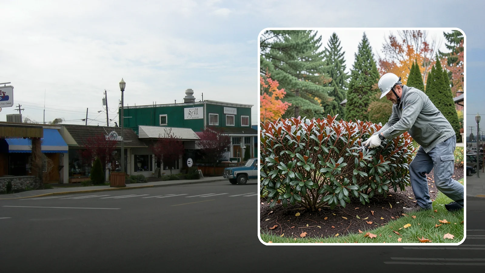 Portuguese Laurel Trimming in Stanwood, Snohomish County, WA - Refined Portuguese laurel trimming that shapes this elegant, slower-growing hedge while showcasing its dark leaves and red stems.
