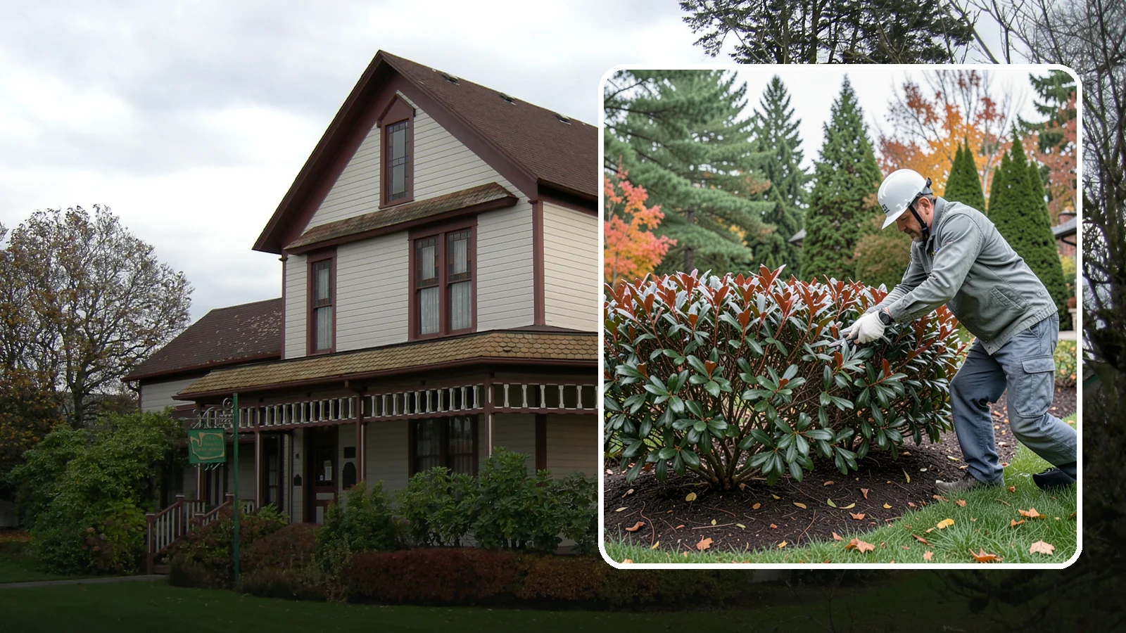 Portuguese Laurel Trimming in Sumner, Pierce County, WA - Refined Portuguese laurel trimming that shapes this elegant, slower-growing hedge while showcasing its dark leaves and red stems.