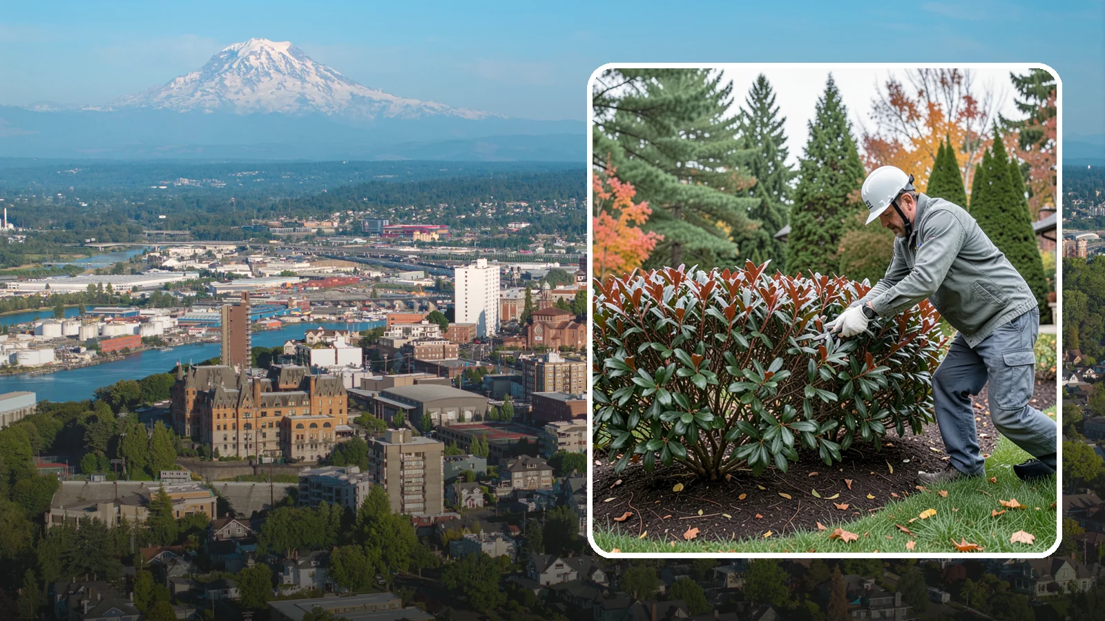 Portuguese Laurel Trimming in Tacoma, Pierce County, WA - Refined Portuguese laurel trimming that shapes this elegant, slower-growing hedge while showcasing its dark leaves and red stems.