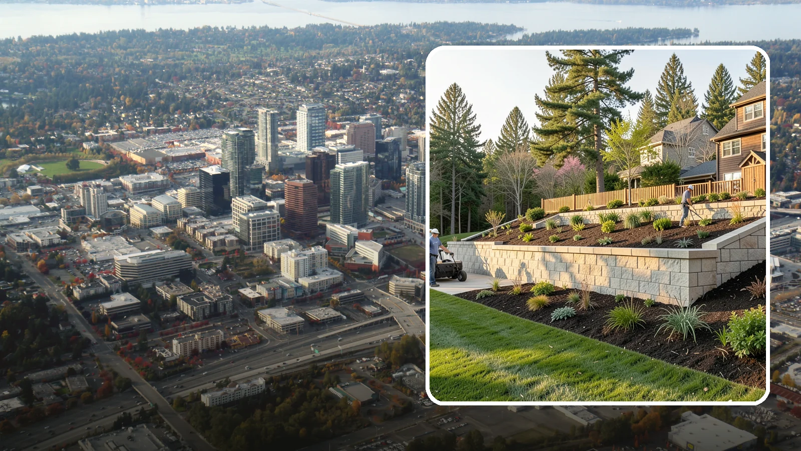 Poured Concrete Retaining Wall in Bellevue, King County, WA - A monolithic, engineered poured-concrete wall offering maximum strength for tall or high-load slopes across the Pacific Northwest.