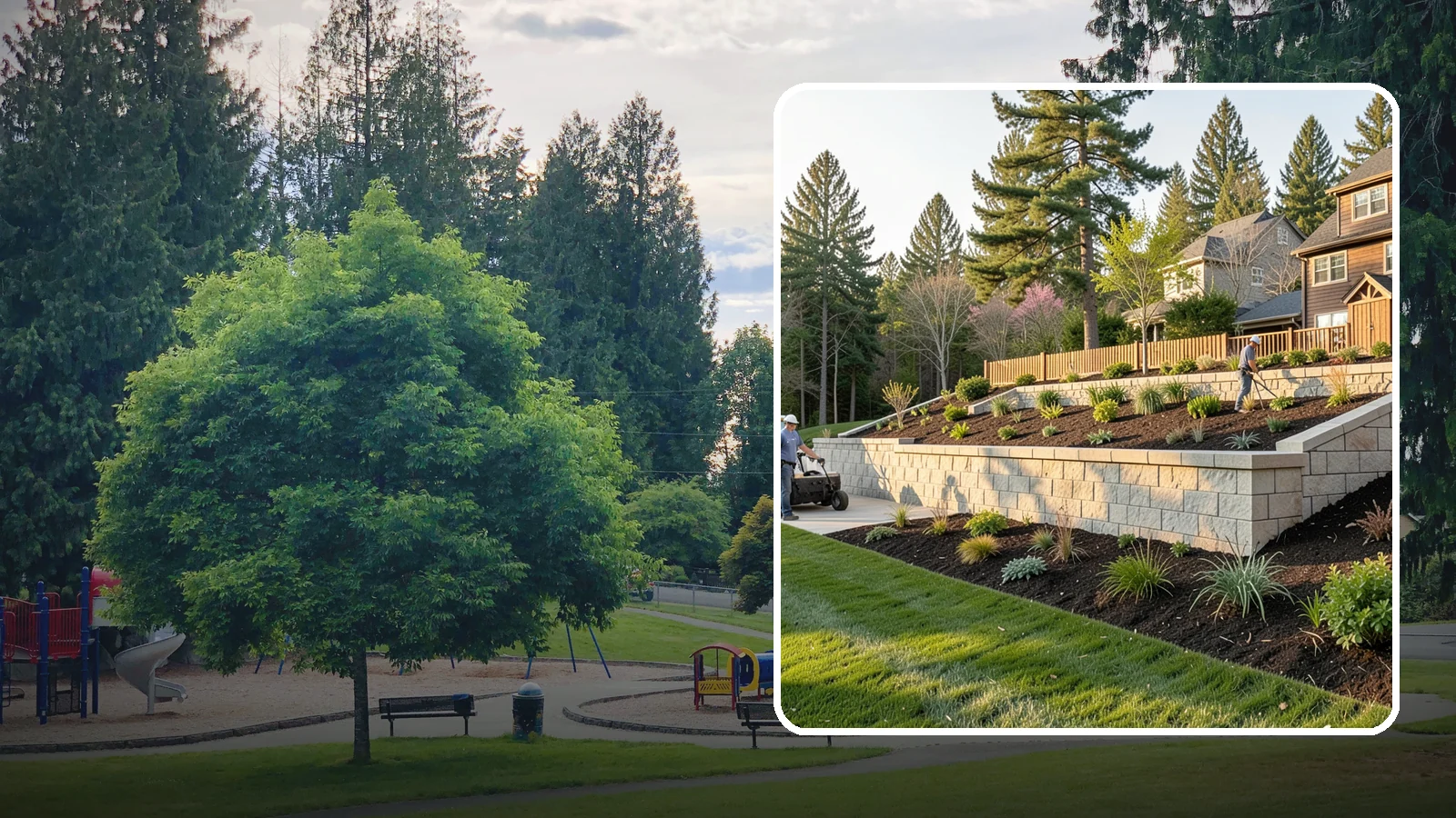 Poured Concrete Retaining Wall in Bonney Lake, Pierce County, WA - A monolithic, engineered poured-concrete wall offering maximum strength for tall or high-load slopes across the Pacific Northwest.