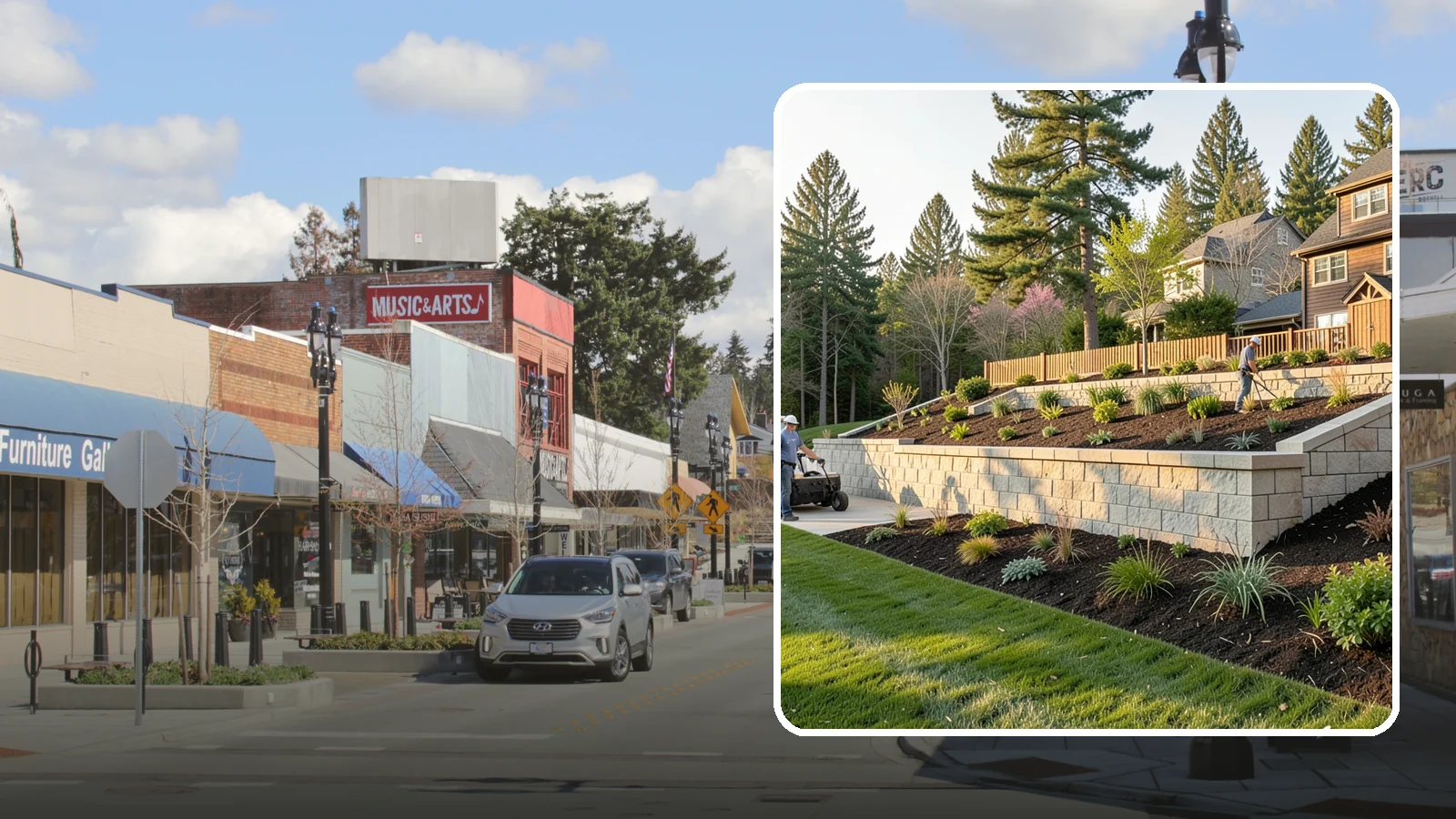 Poured Concrete Retaining Wall in Bothell, King County, WA - A monolithic, engineered poured-concrete wall offering maximum strength for tall or high-load slopes across the Pacific Northwest.