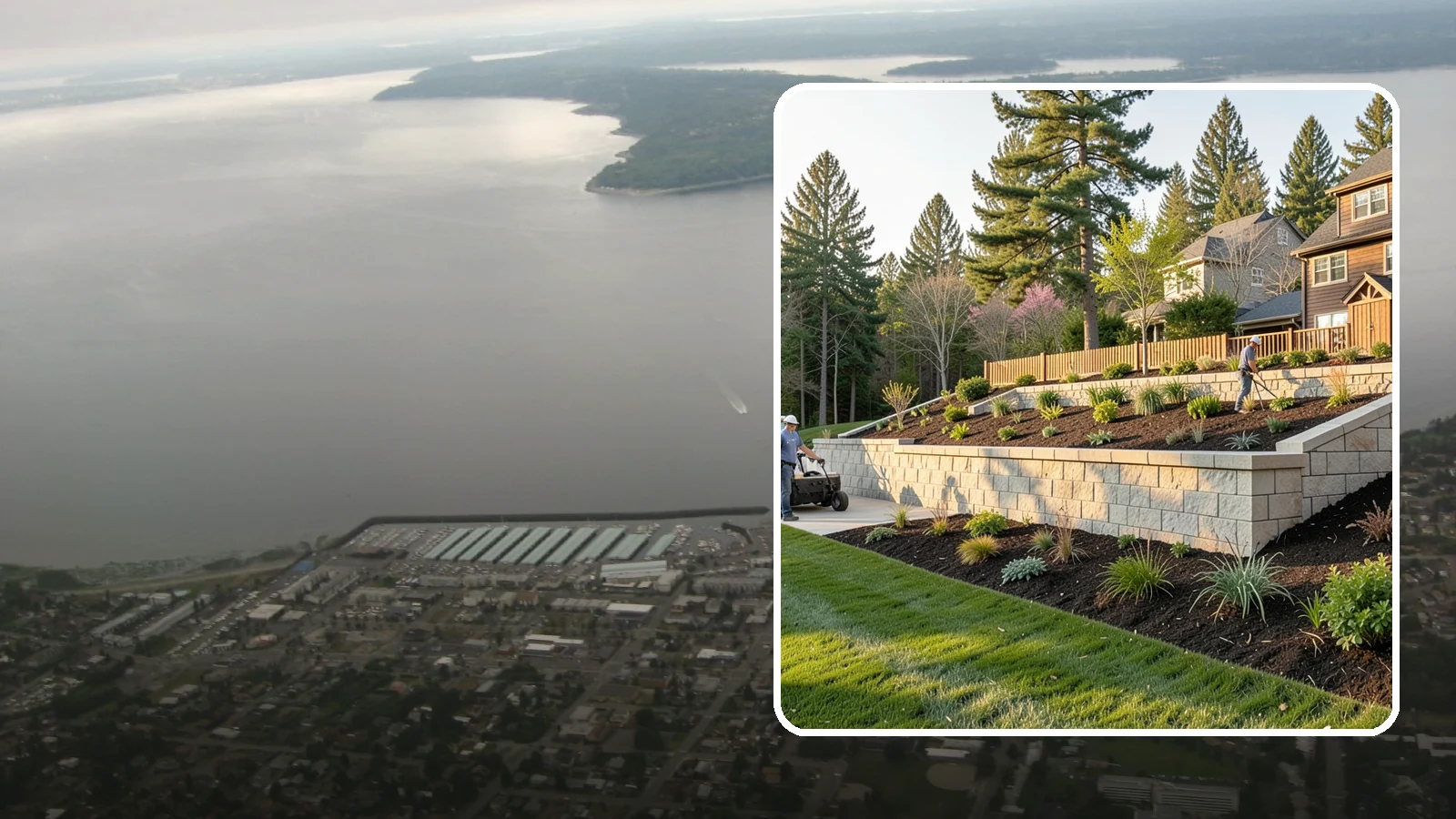 Poured Concrete Retaining Wall in Des Moines, King County, WA - A monolithic, engineered poured-concrete wall offering maximum strength for tall or high-load slopes across the Pacific Northwest.