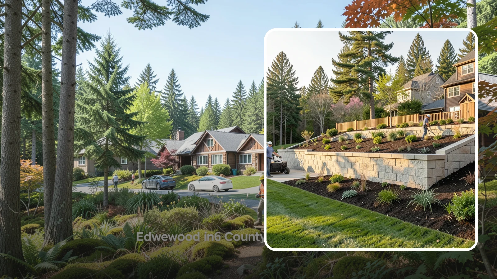 Poured Concrete Retaining Wall in Edgewood, Pierce County, WA - A monolithic, engineered poured-concrete wall offering maximum strength for tall or high-load slopes across the Pacific Northwest.