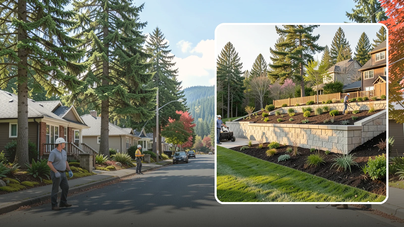 Poured Concrete Retaining Wall in Hunts Point, King County, WA - A monolithic, engineered poured-concrete wall offering maximum strength for tall or high-load slopes across the Pacific Northwest.