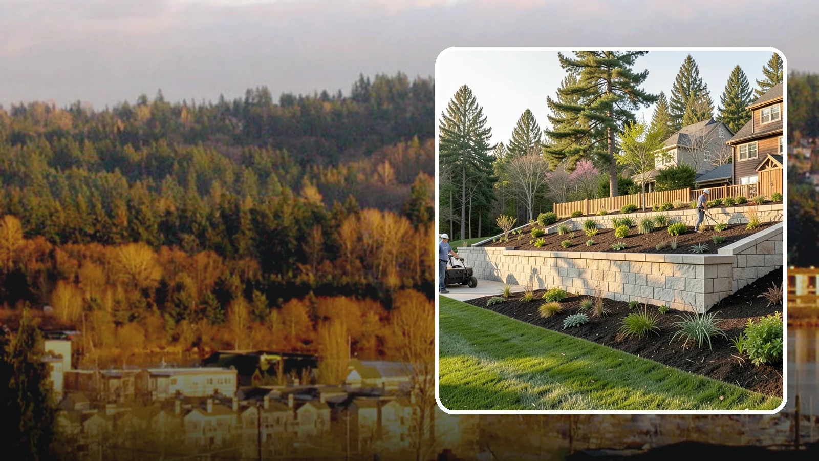 Poured Concrete Retaining Wall in Kenmore, King County, WA - A monolithic, engineered poured-concrete wall offering maximum strength for tall or high-load slopes across the Pacific Northwest.