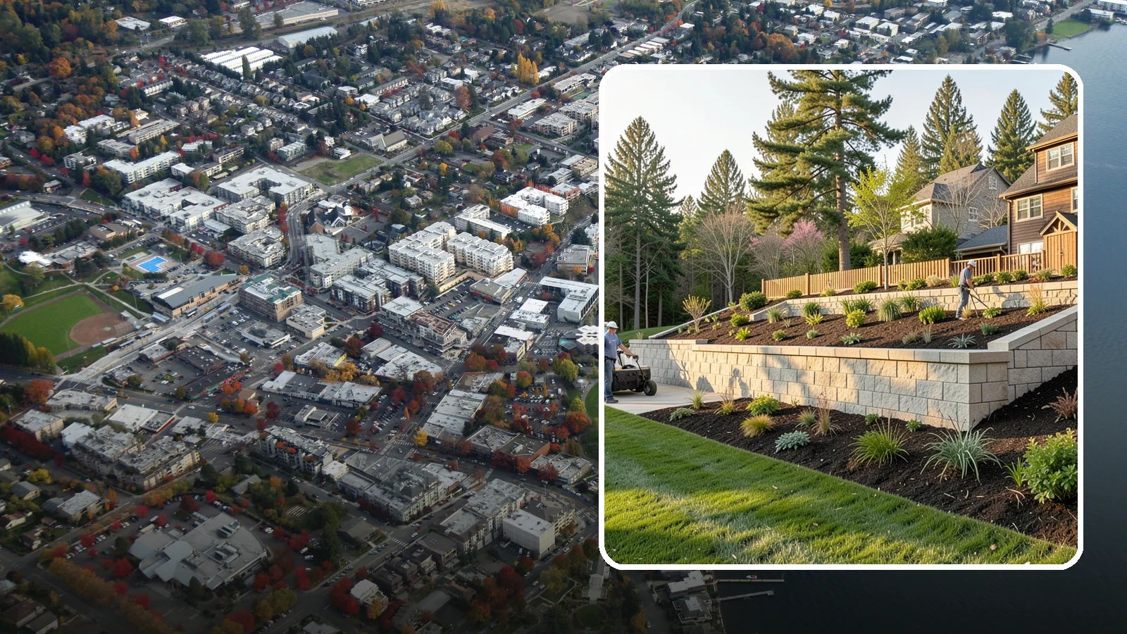 Poured Concrete Retaining Wall in Kirkland, King County, WA - A monolithic, engineered poured-concrete wall offering maximum strength for tall or high-load slopes across the Pacific Northwest.