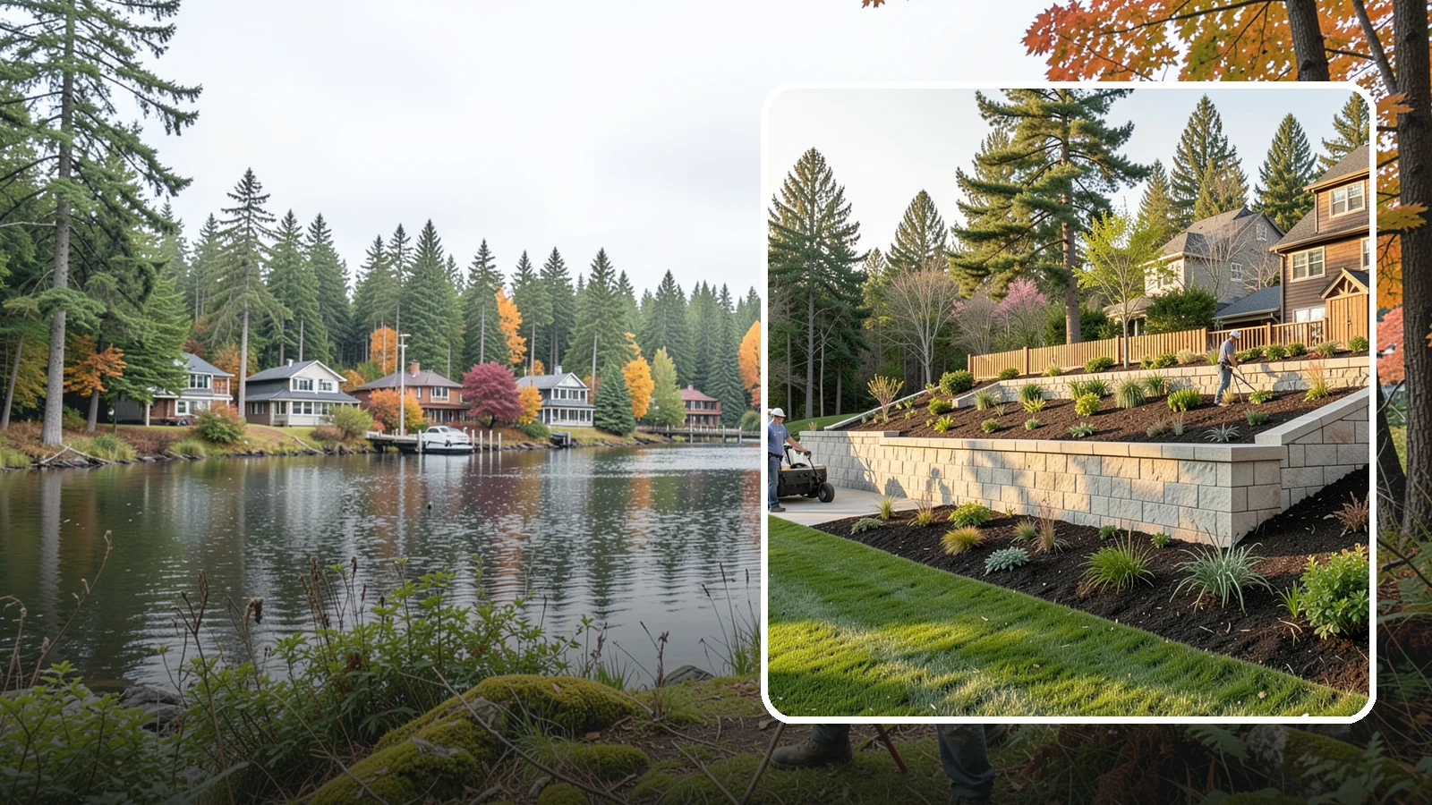 Poured Concrete Retaining Wall in La Conner, Skagit County, WA - A monolithic, engineered poured-concrete wall offering maximum strength for tall or high-load slopes across the Pacific Northwest.