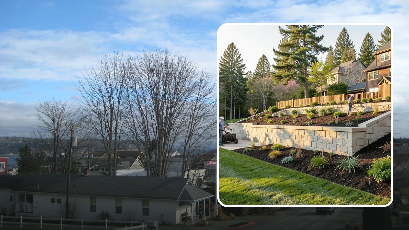Poured Concrete Retaining Wall in Langley, Island County, WA - A monolithic, engineered poured-concrete wall offering maximum strength for tall or high-load slopes across the Pacific Northwest.