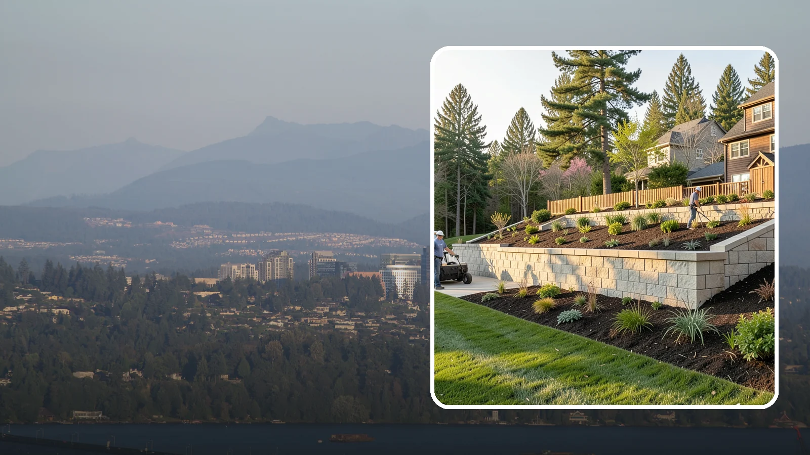 Poured Concrete Retaining Wall in Medina, King County, WA - A monolithic, engineered poured-concrete wall offering maximum strength for tall or high-load slopes across the Pacific Northwest.