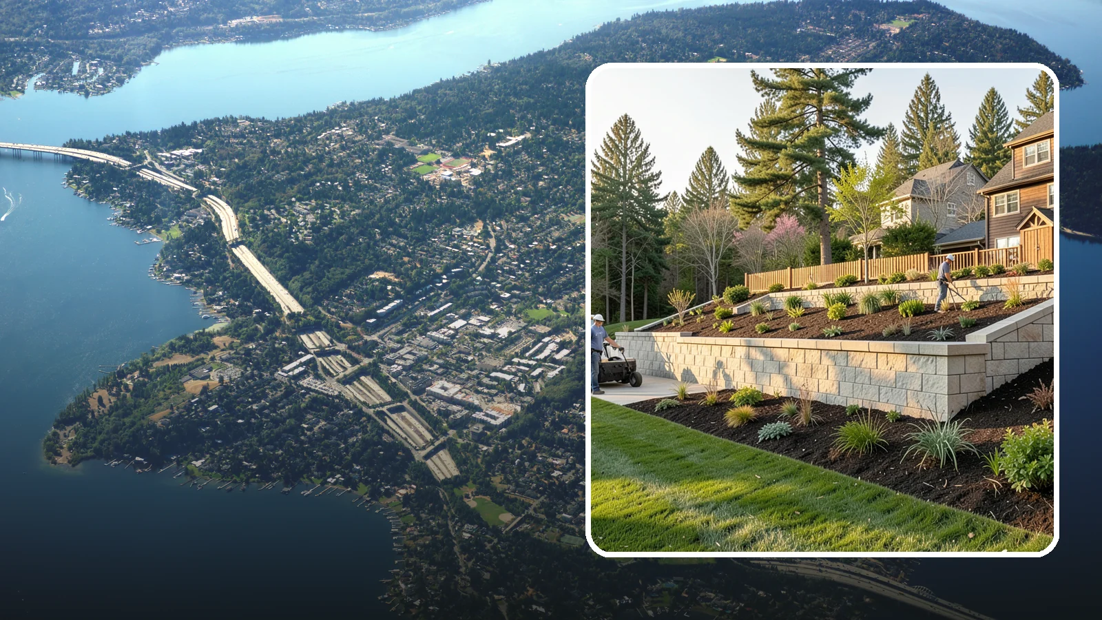 Poured Concrete Retaining Wall in Mercer Island, King County, WA - A monolithic, engineered poured-concrete wall offering maximum strength for tall or high-load slopes across the Pacific Northwest.