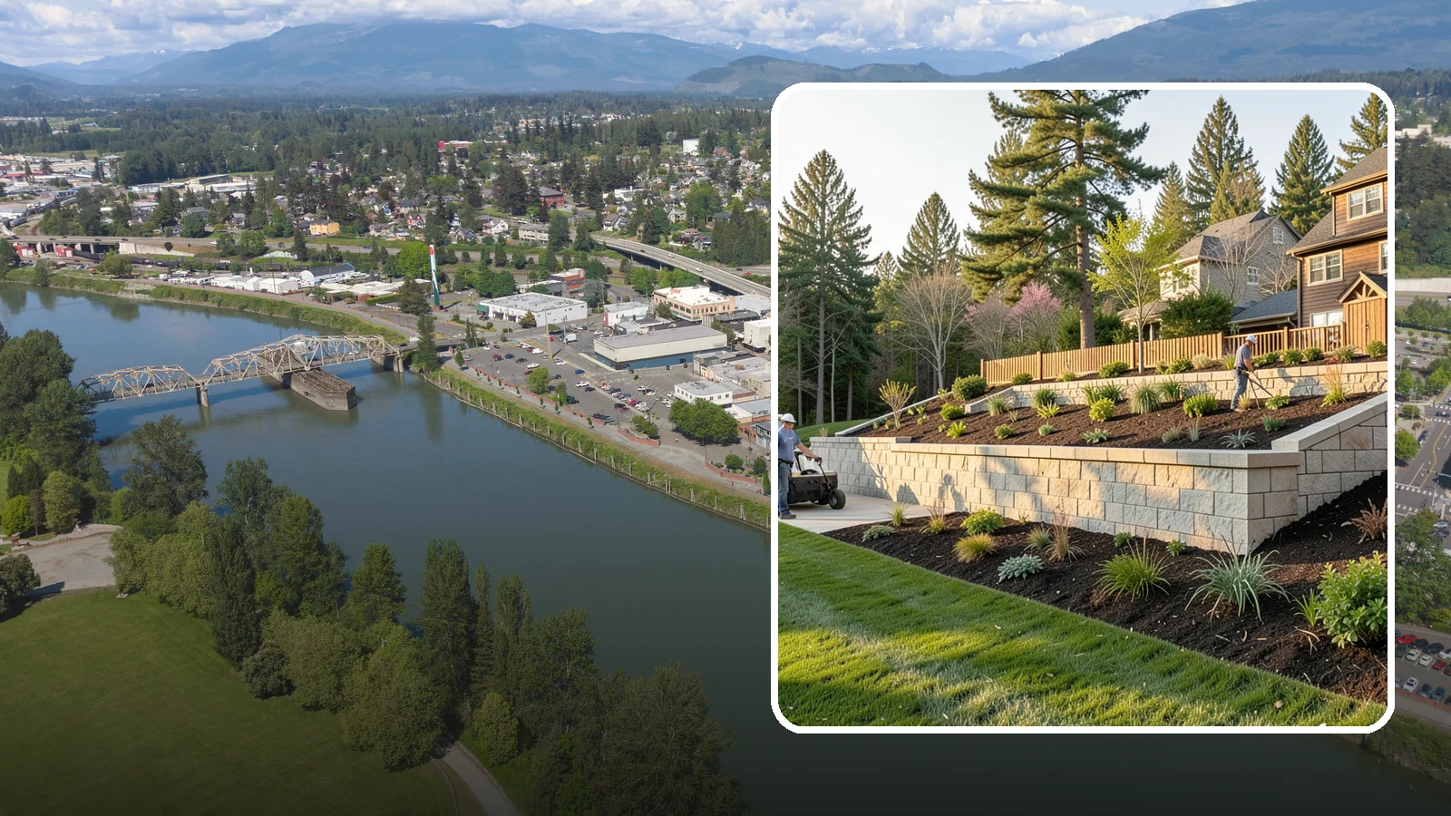 Poured Concrete Retaining Wall in Mount Vernon, Skagit County, WA - A monolithic, engineered poured-concrete wall offering maximum strength for tall or high-load slopes across the Pacific Northwest.
