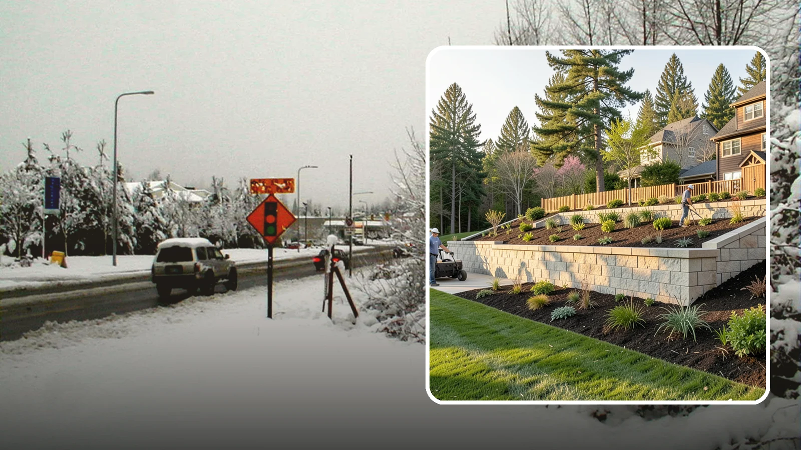 Poured Concrete Retaining Wall in Newcastle, King County, WA - A monolithic, engineered poured-concrete wall offering maximum strength for tall or high-load slopes across the Pacific Northwest.
