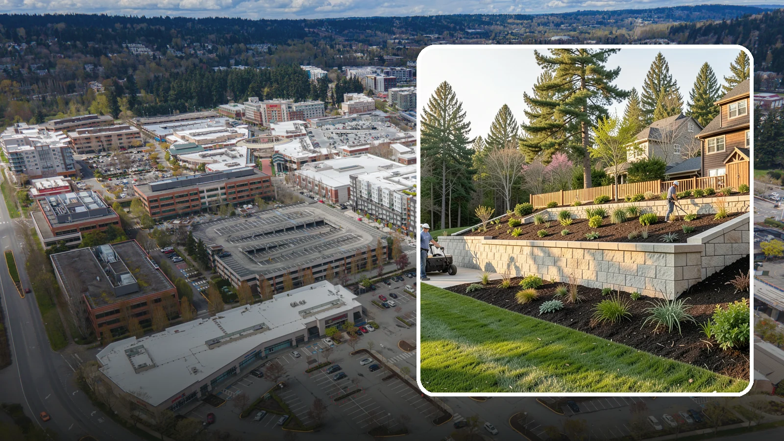 Poured Concrete Retaining Wall in Redmond, King County, WA - A monolithic, engineered poured-concrete wall offering maximum strength for tall or high-load slopes across the Pacific Northwest.