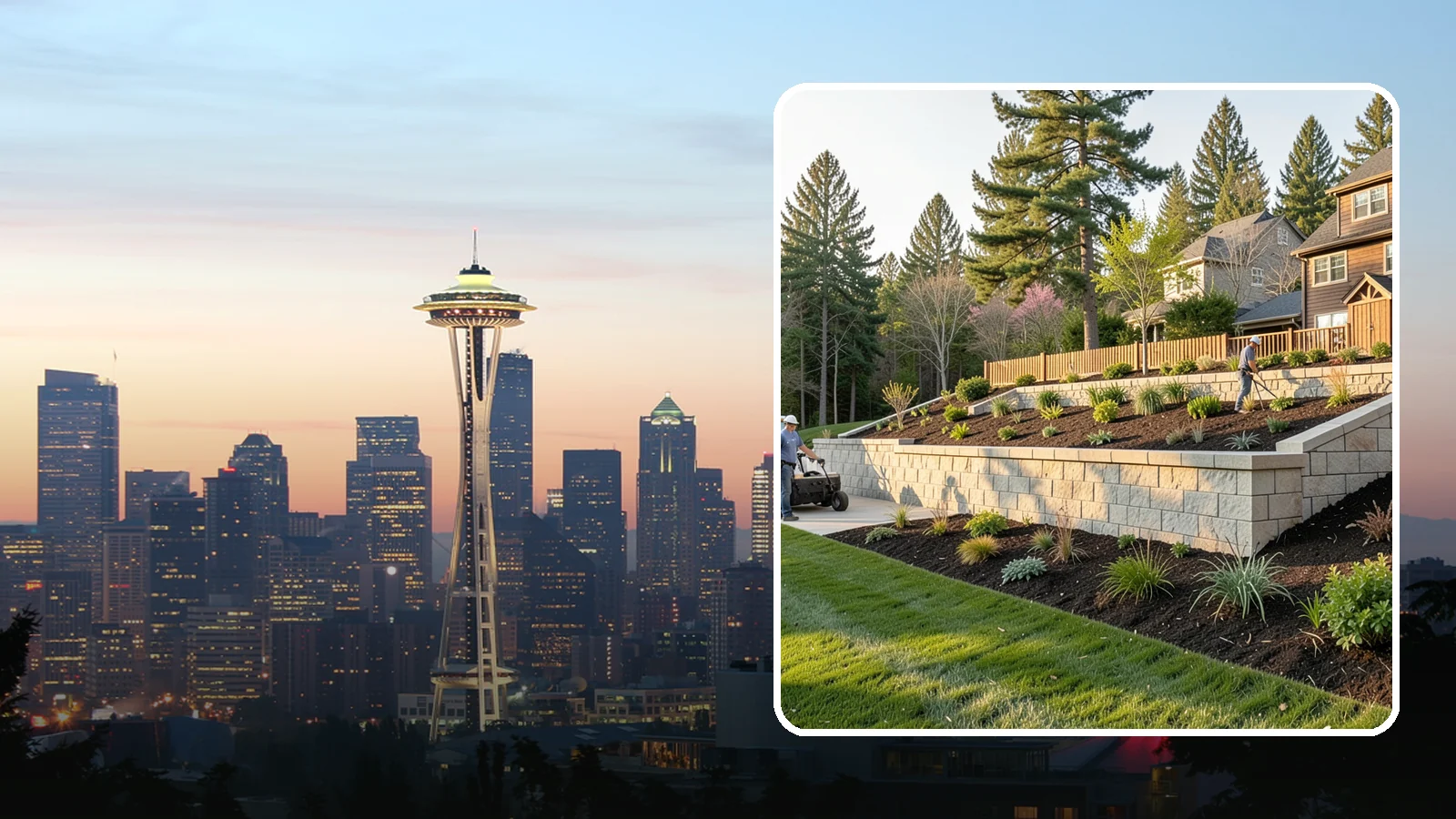 Poured Concrete Retaining Wall in Seattle, King County, WA - A monolithic, engineered poured-concrete wall offering maximum strength for tall or high-load slopes across the Pacific Northwest.